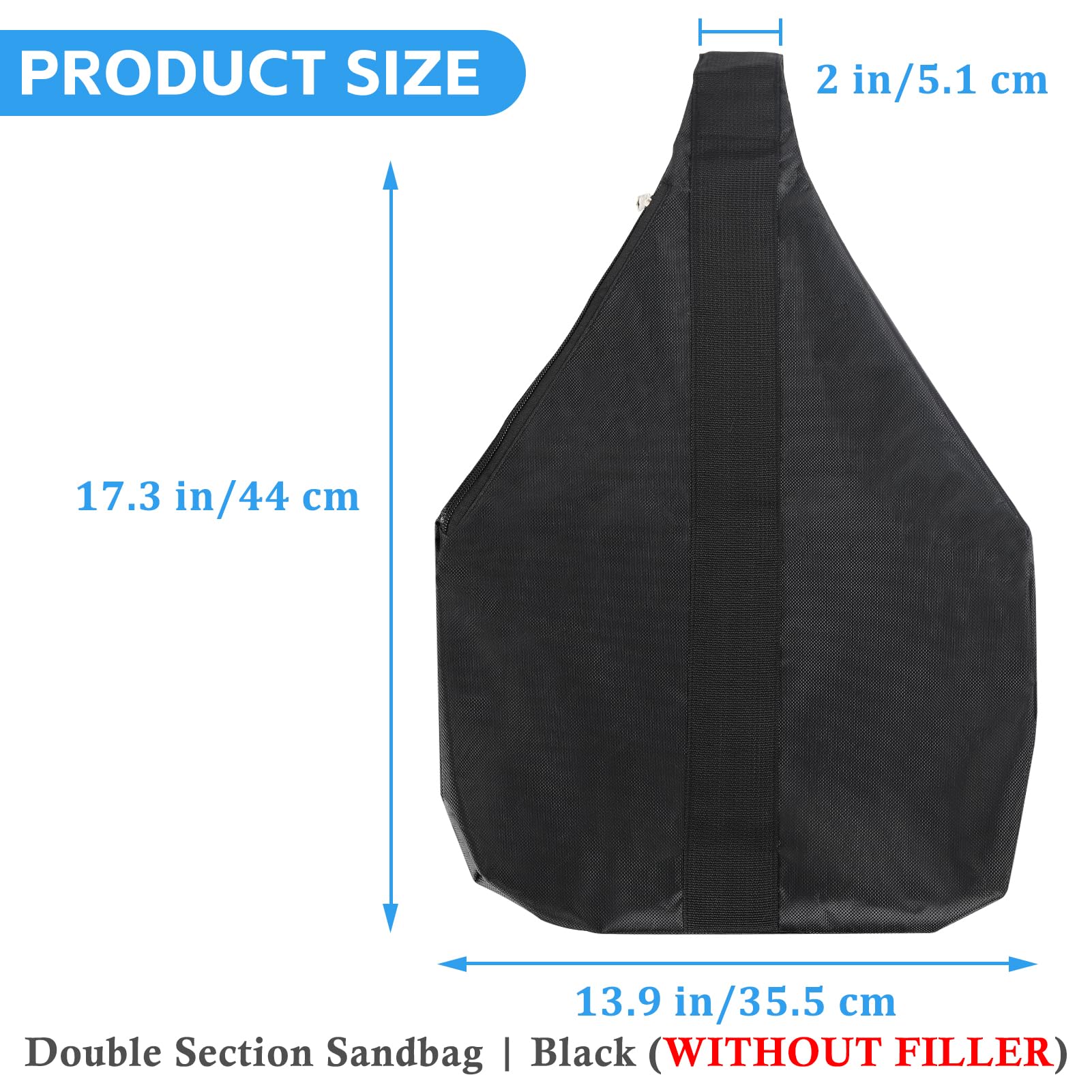 NVAAV canopy weights show secure zipper closure preventing sand leakage