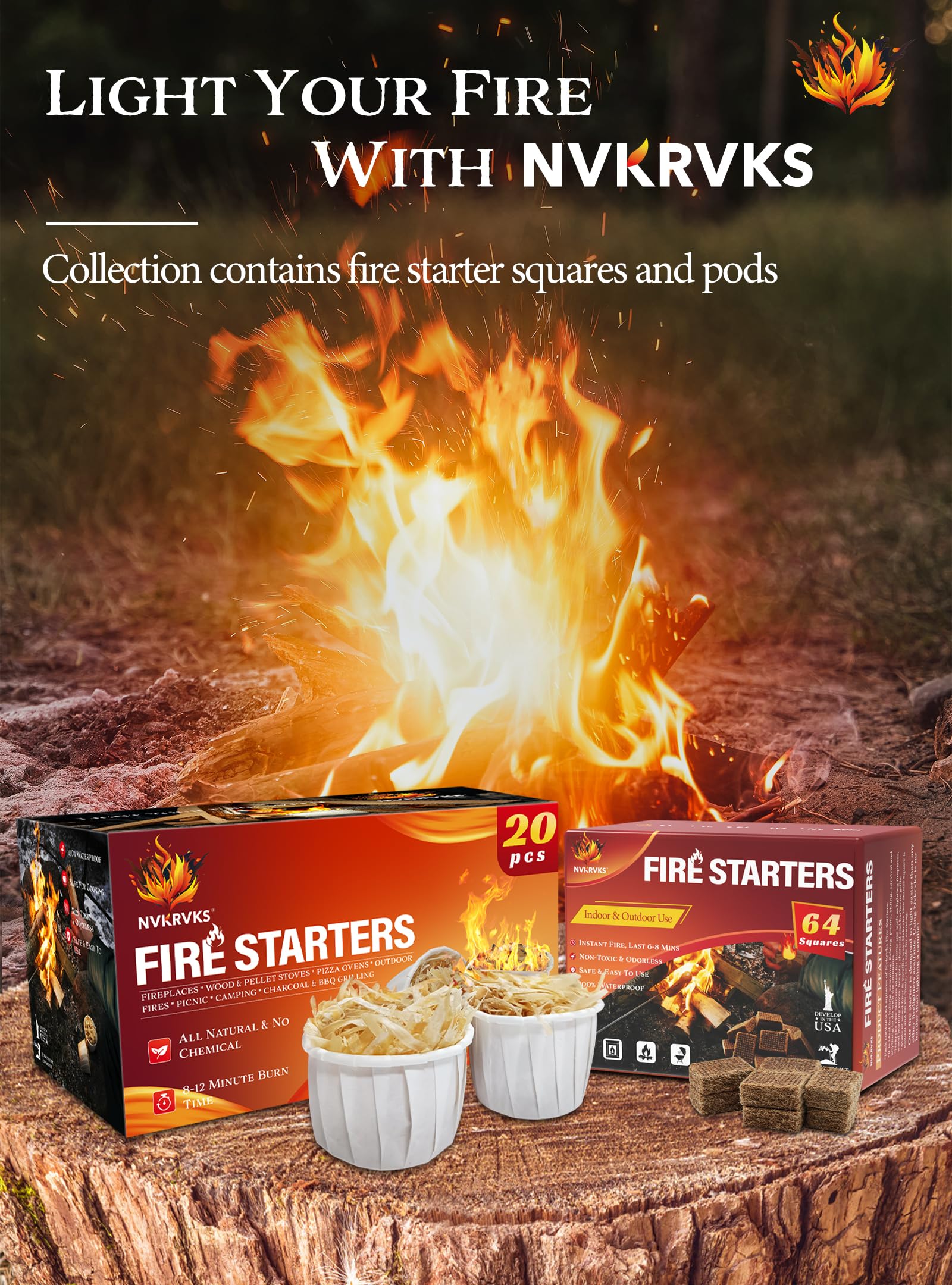 Nvkrvks fire starter cubes are odourless and cooking-friendly for grills and stoves.