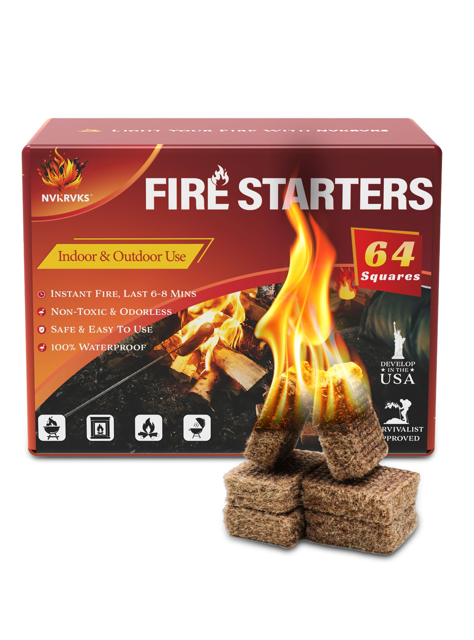 Nvkrvks fire starter cubes packaging upgraded for easier handling and storage.