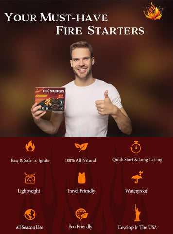 Nvkrvks fire starter cubes are waterproof and portable for outdoor adventures.