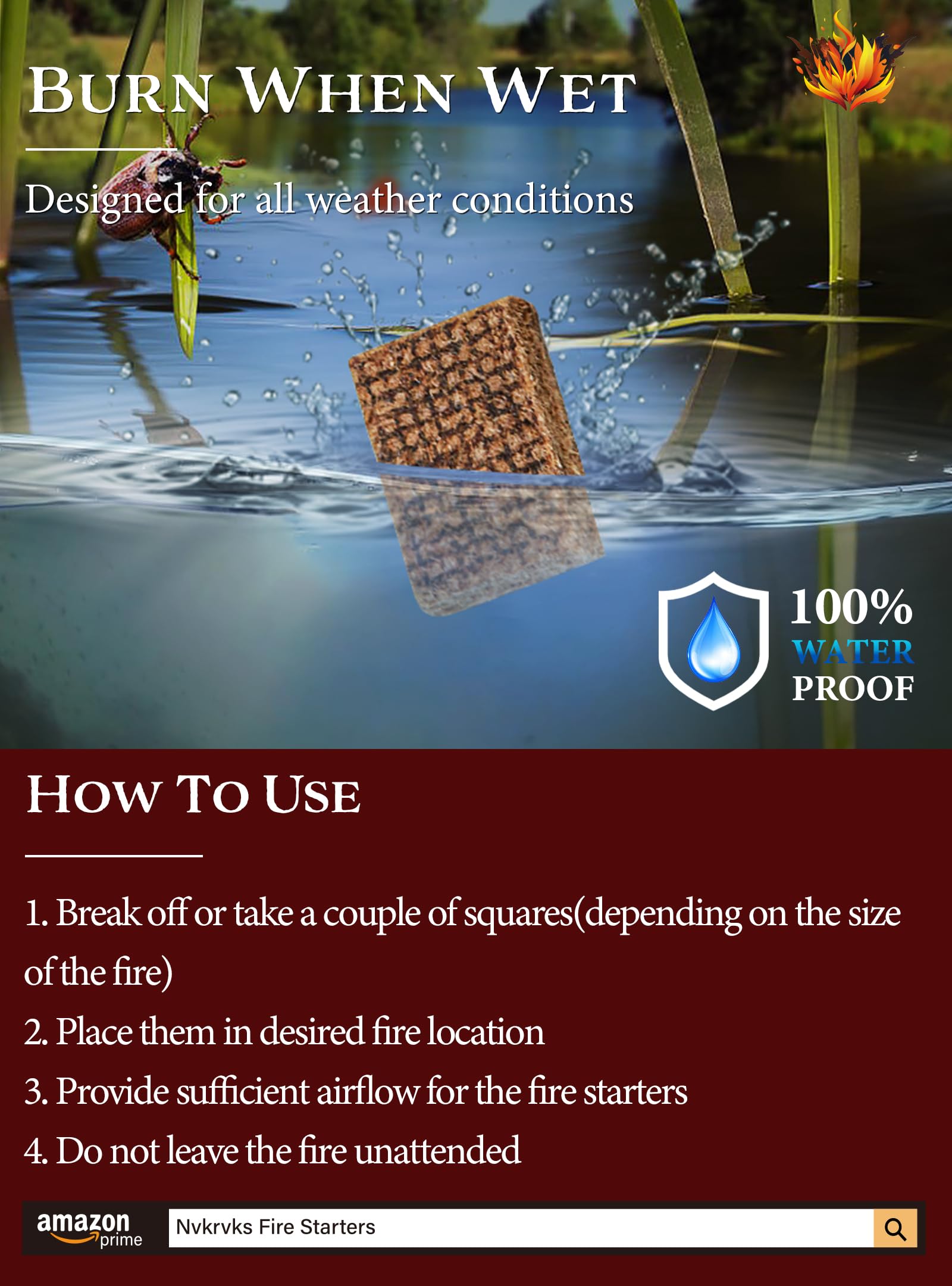Nvkrvks Fire Starter Squares ideal for backyard barbecues and grills.