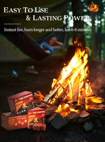 Nvkrvks Fire Starter Squares close-up shows natural wax cubes designed for odorless ignition.