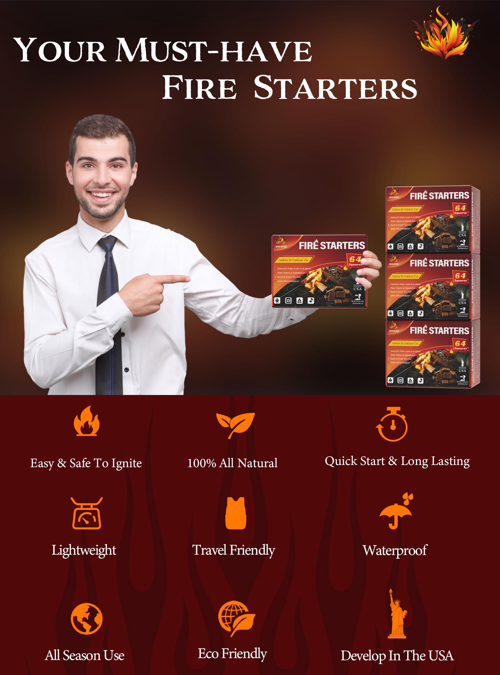 Nvkrvks Fire Starter Squares proving water resistance in damp conditions.