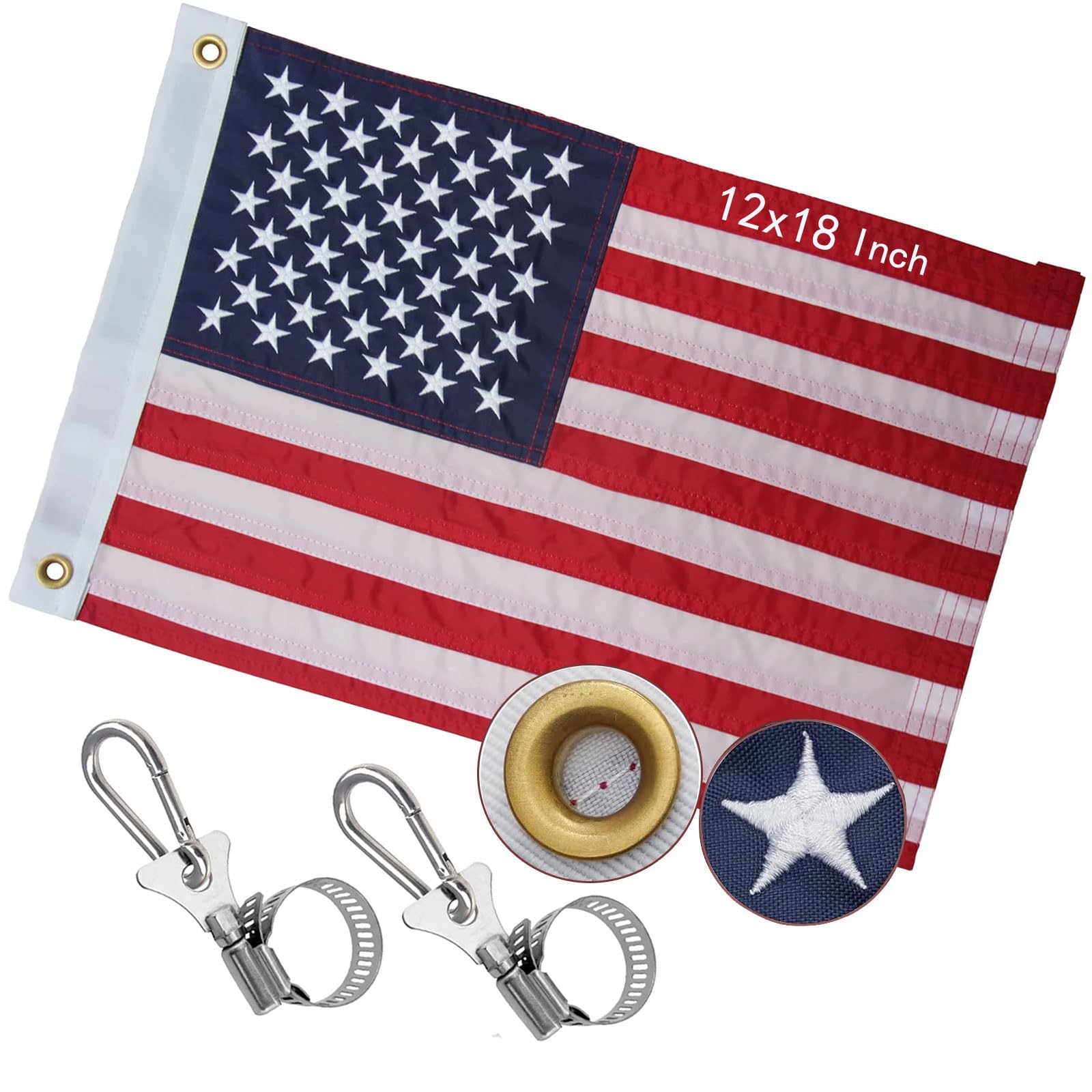 NVSDFAVUZUQ American flag boat 12x18 for outdoor use on boats and vehicles.