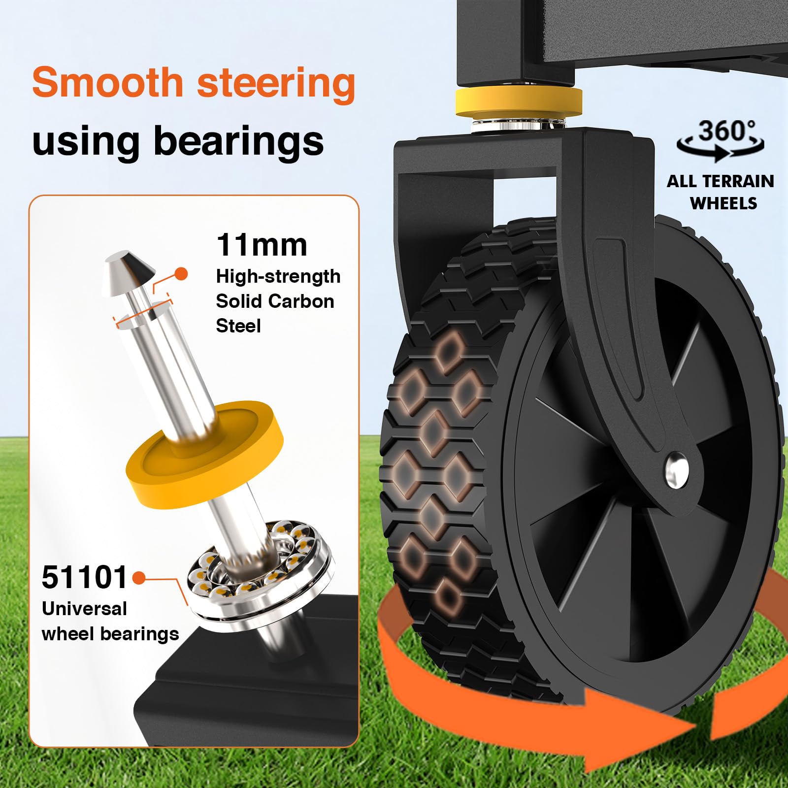 NWH collapsible wagon adjustable handle fits different heights.