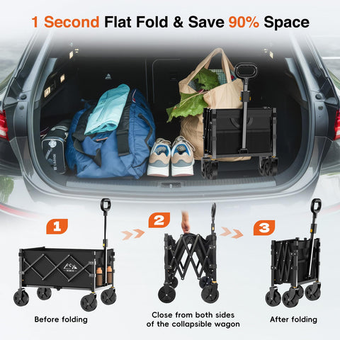 NWH collapsible wagon with two mesh cup holders.