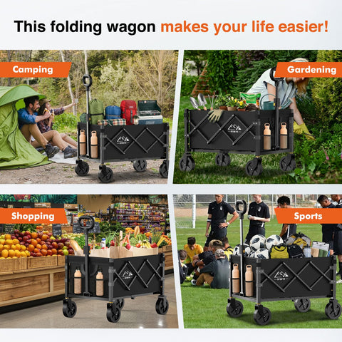 NWH collapsible wagon waterproof fabric protects gear.