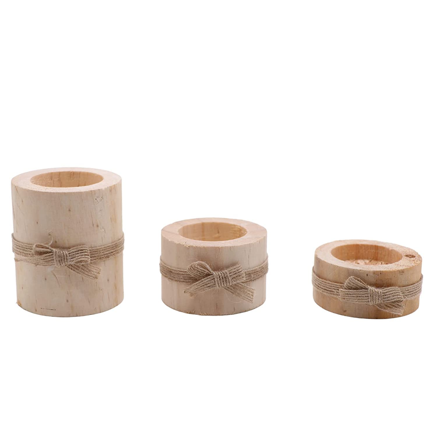 Nwsrayu wooden air plant holders pack 3, side view highlighting sturdy pine texture