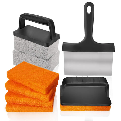 NxeAnnQi heavy-duty scraper for griddles removes burnt-on residue efficiently.