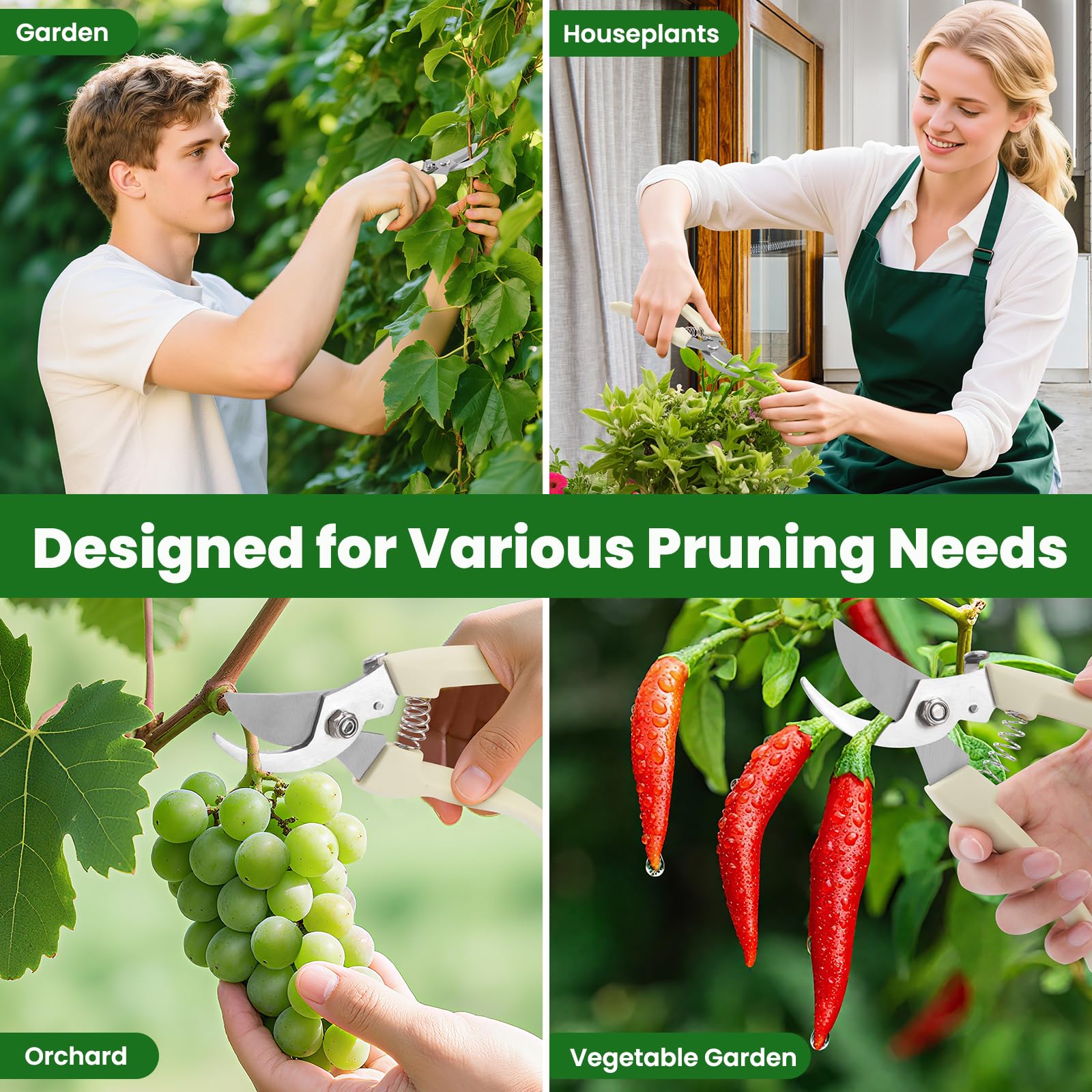 NXIRQNH pruning shears spring-assisted action in use for smooth pruning