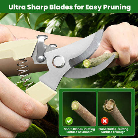NXIRQNH pruning shears close-up of stainless steel blades for clean cuts