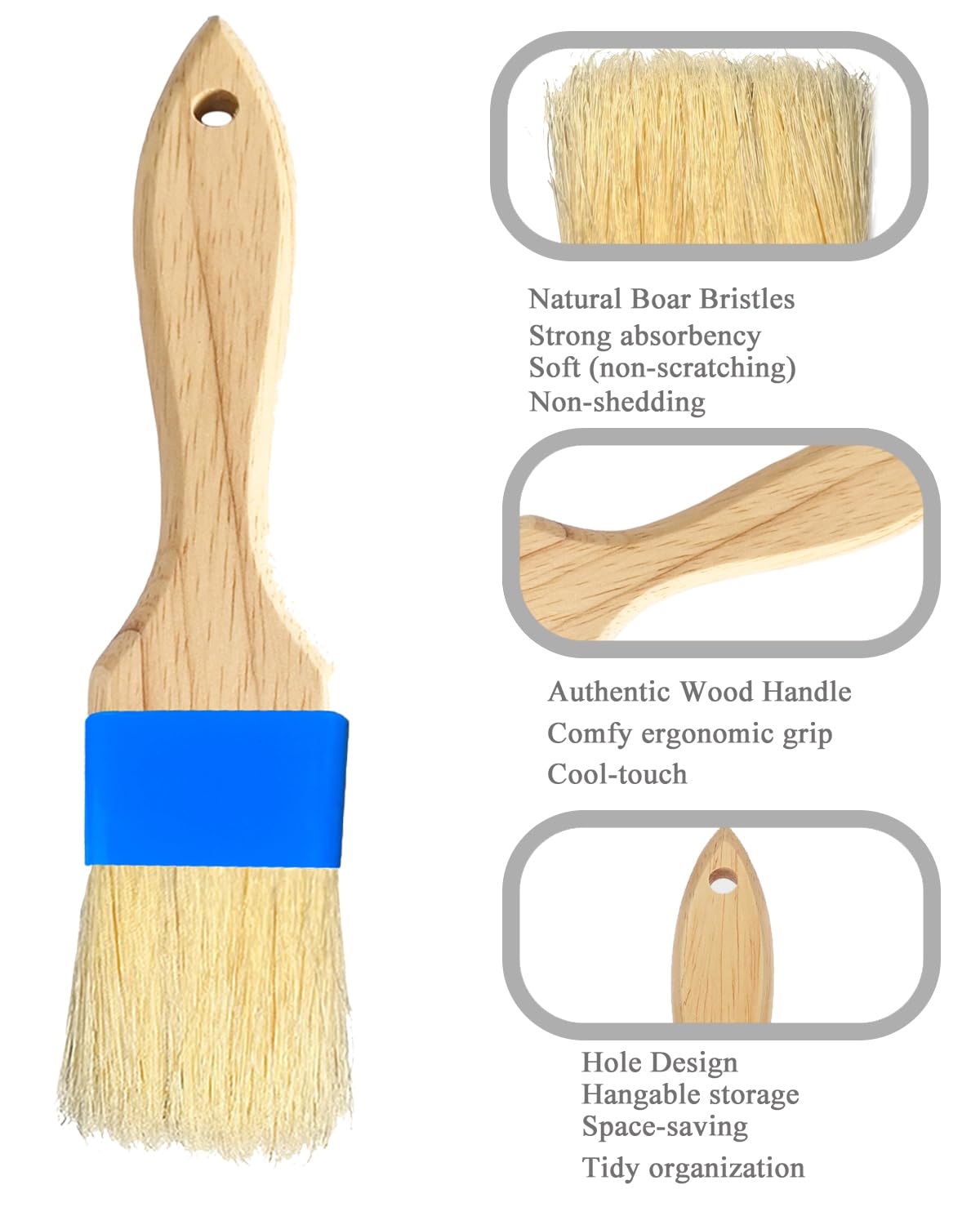 NXRACSH pastry brush natural bristles for smooth, scratch-free glazing