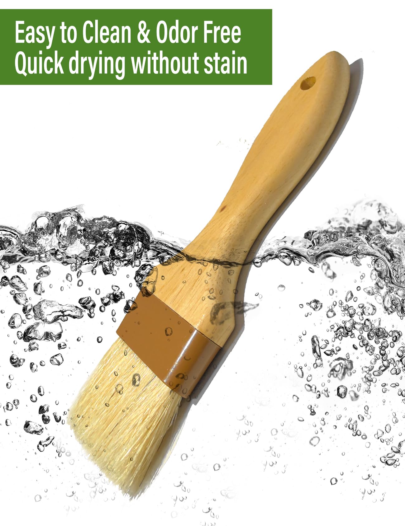 NXRACSH pastry brush with wooden handle offering a comfortable non slip grip.