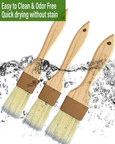 NXRACSH wooden-handle brush, heat resistant for grilling and baking.