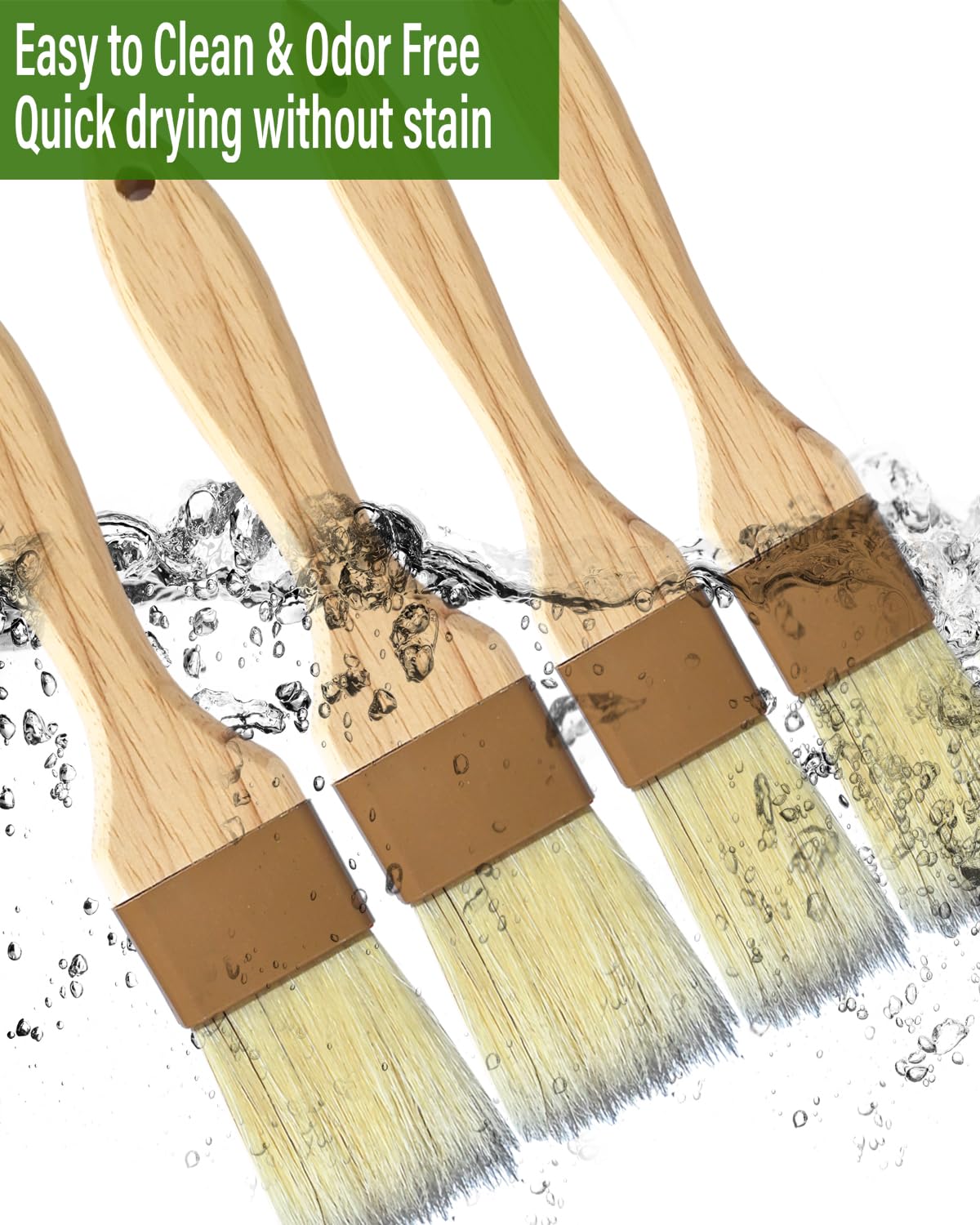 NXRACSH pastry brush with wooden handle for durable, heat-resistant use.