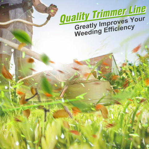 Nylon 30% GF trimmer string; high tensile strength for durable cuts.