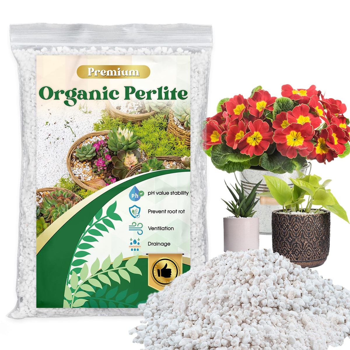 Nyobely Organic Perlite granules 3-6mm enhance soil aeration for healthy roots