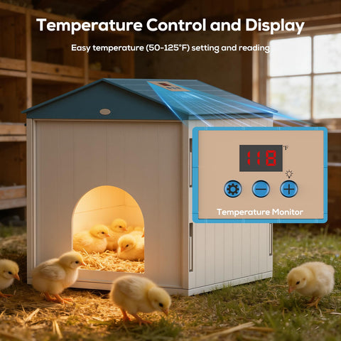 NyPots Chick Brooder Plate thermostat display highlighting precise control