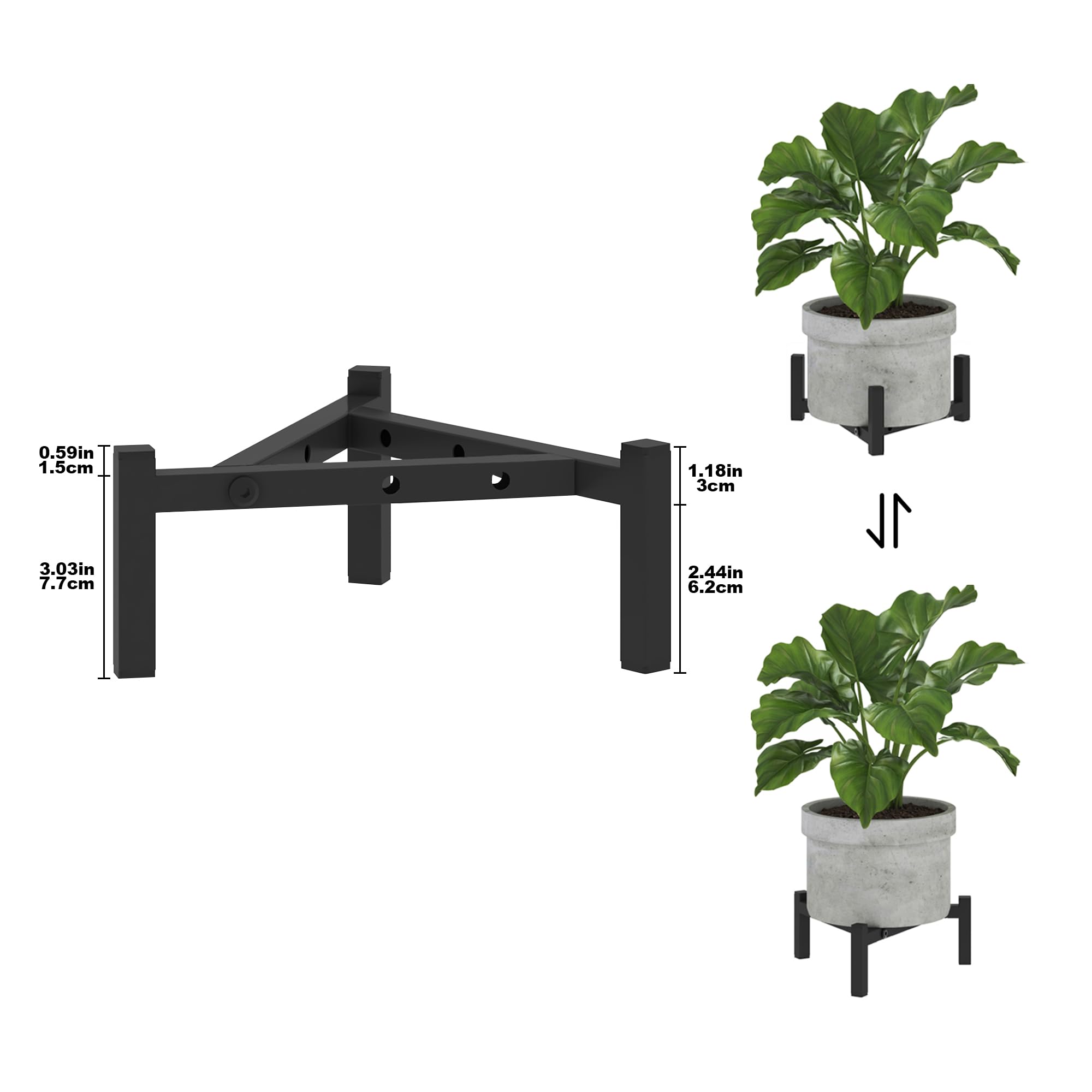 Nyrthil black finish complements modern decor while supporting heavy pots