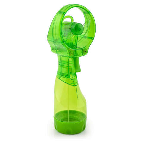 O2COOL Deluxe handheld misting fan green front view showing portable cooling on the go