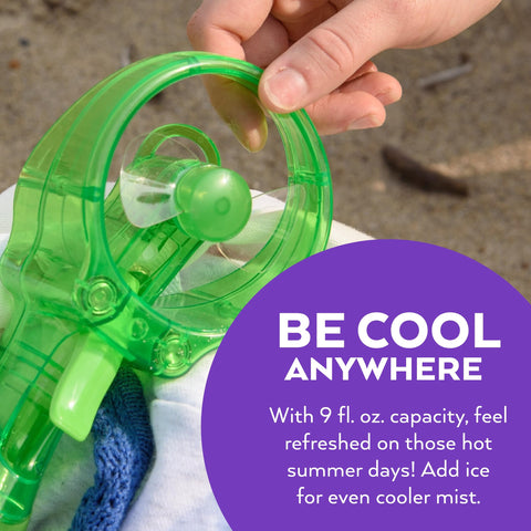O2COOL Deluxe misting fan green suitable for outdoor beach use