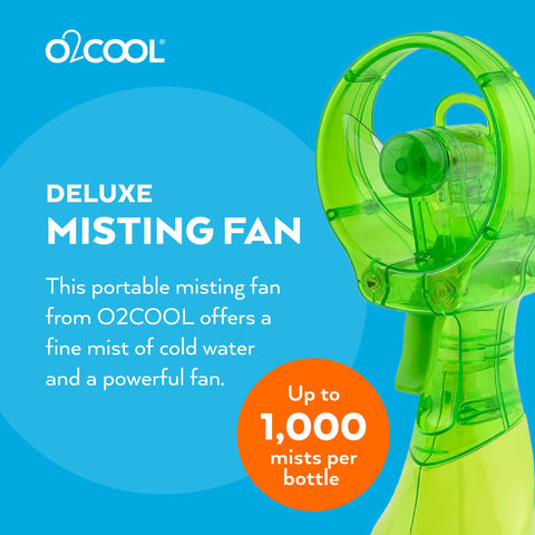 O2COOL Deluxe misting fan green side angle for outdoor use