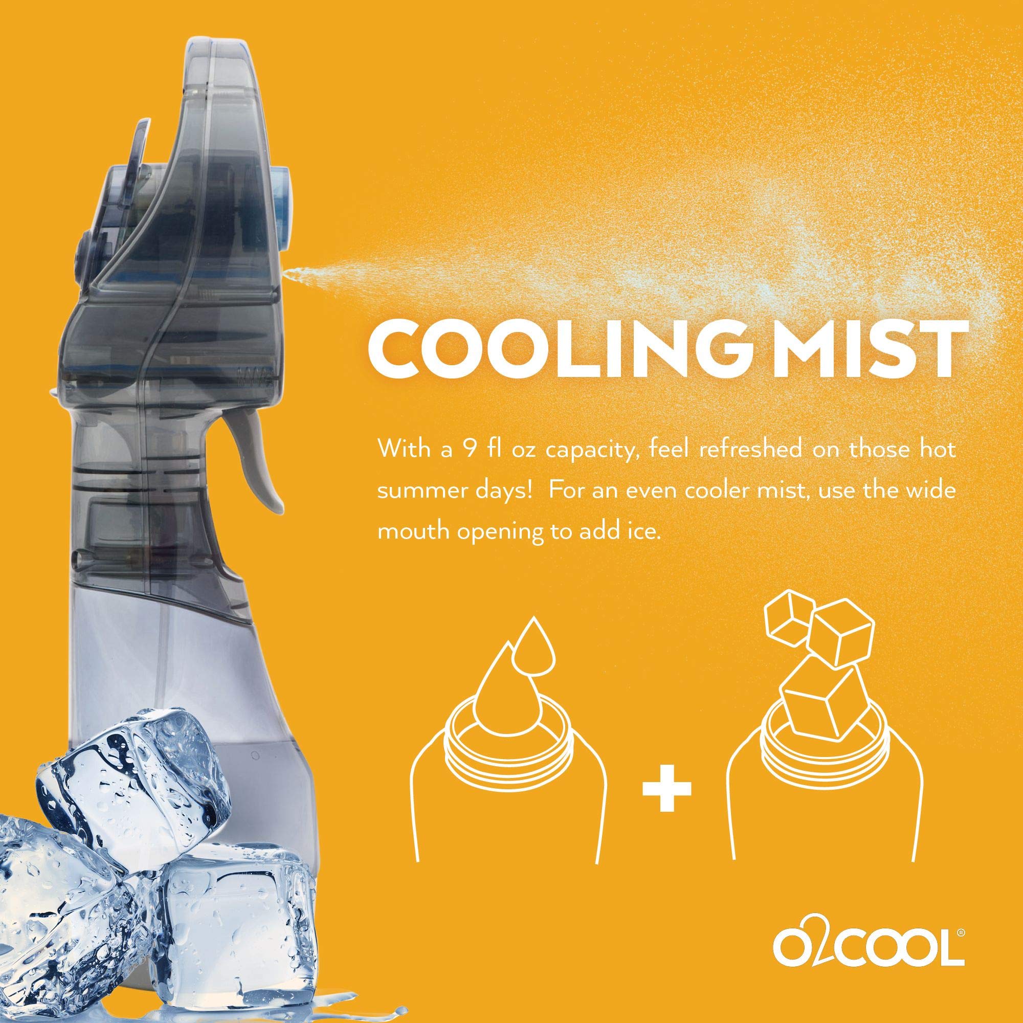 Beach scene with O2COOL misting fan providing outdoor refreshment.
