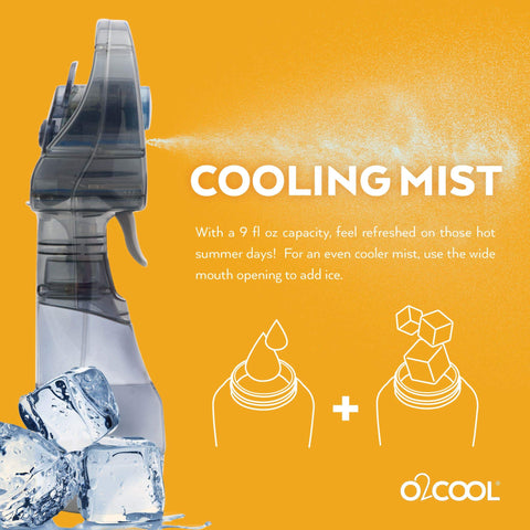 Beach scene with O2COOL misting fan providing outdoor refreshment.