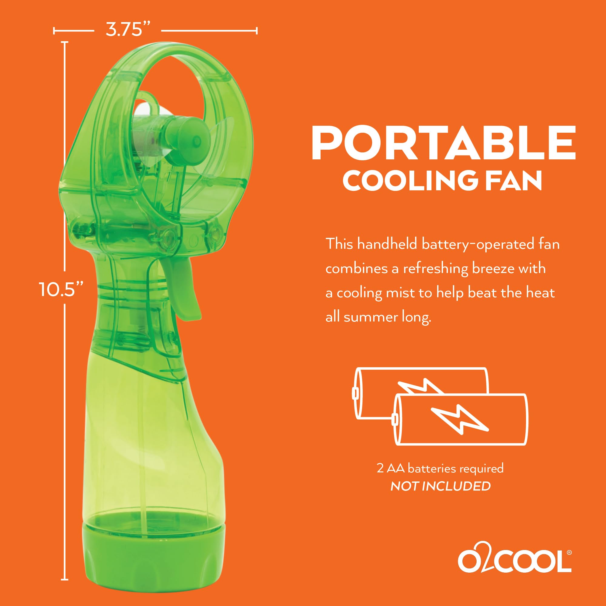 O2COOL Deluxe misting fan green travel-ready design for compact everyday cooling.