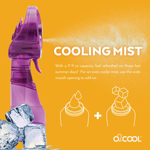 O2COOL Deluxe misting mechanism close-up showing refreshing spray.