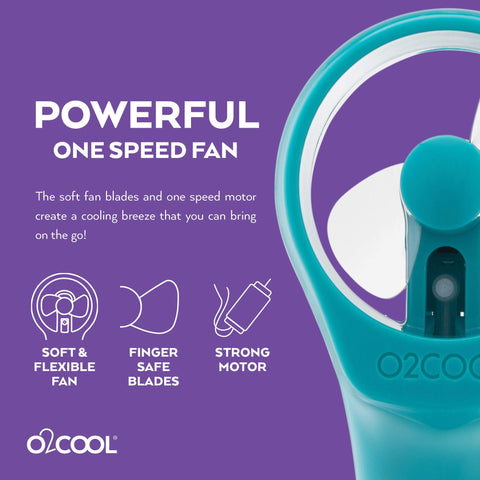 Two-pack teal misting fans by O2COOL ready for sharing