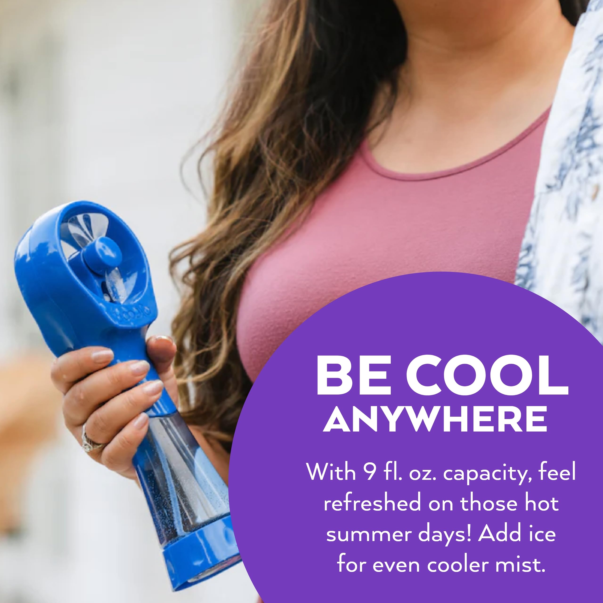 O2COOL Elite compact design blue travel-ready on the go.