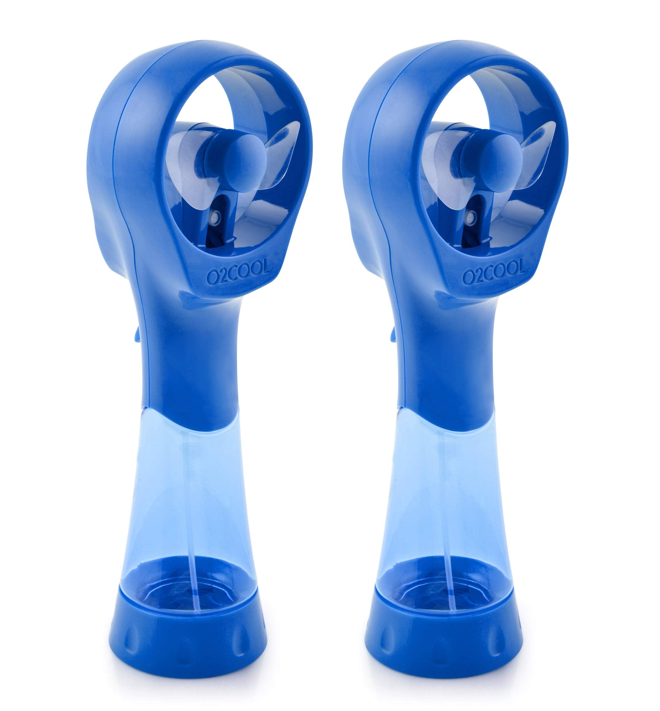 O2COOL Elite blue handheld misting fan for portable cooling on the go.