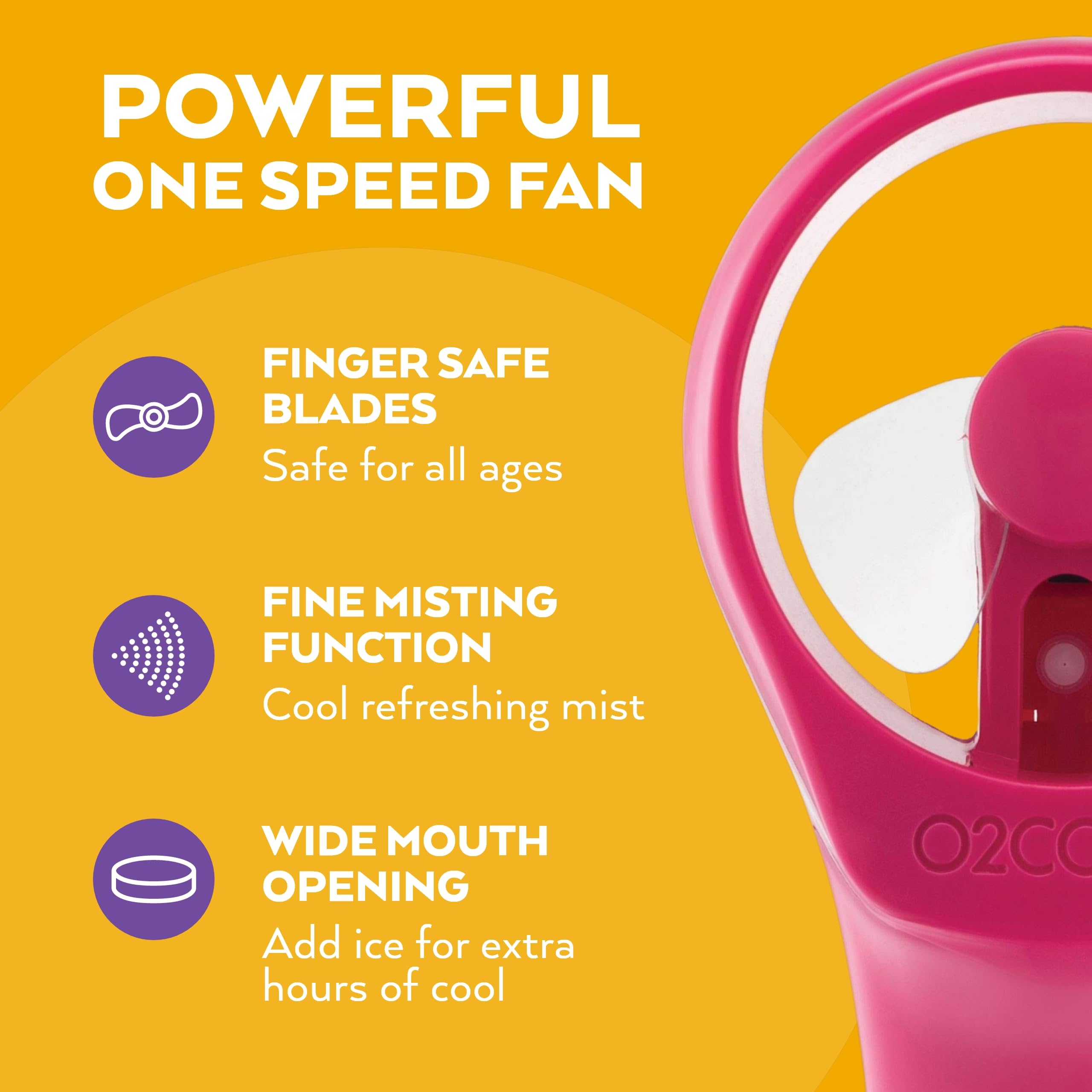 O2COOL Elite close-up of fine mist for refreshing cooling.