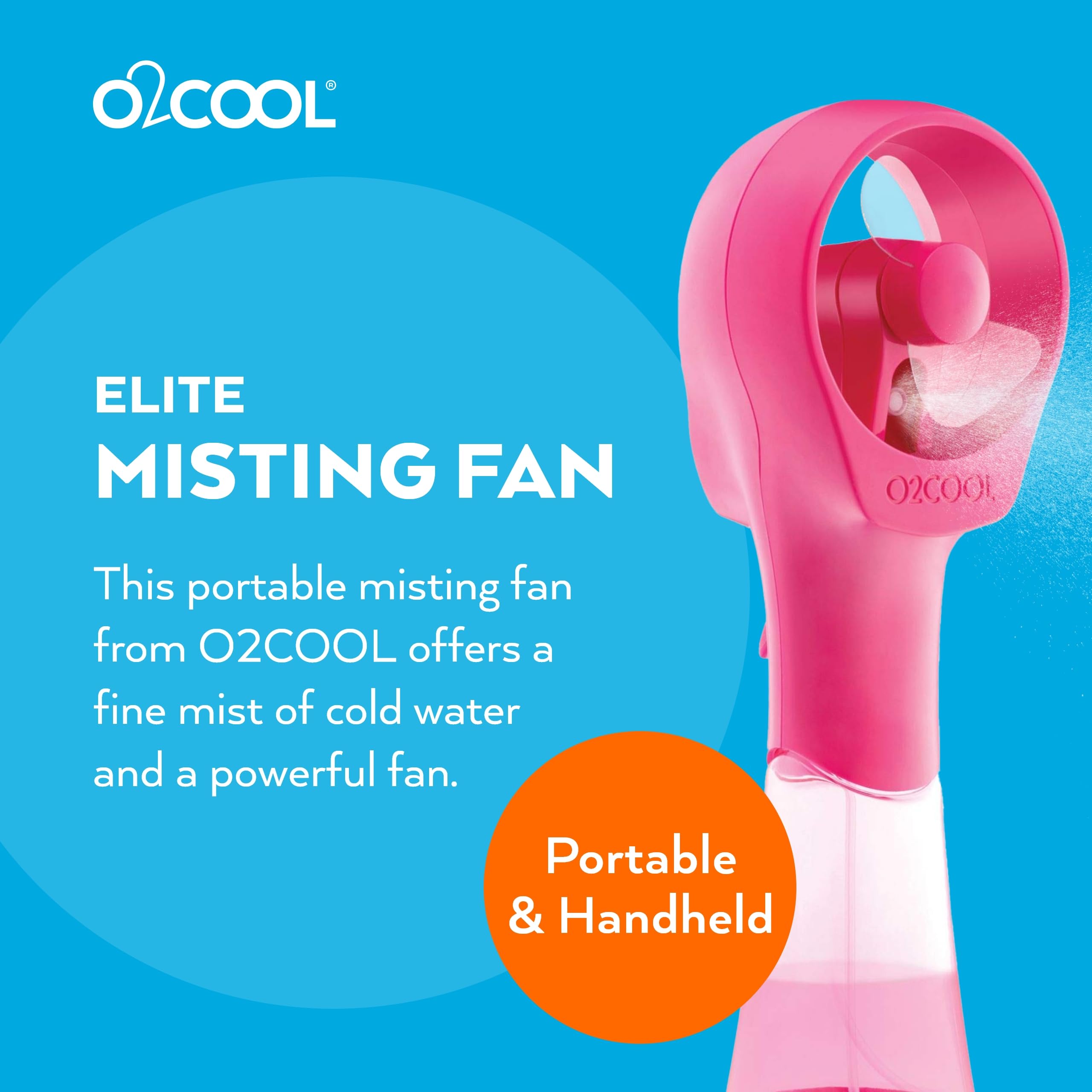 O2COOL Elite side view showing compact handheld design for easy carrying.
