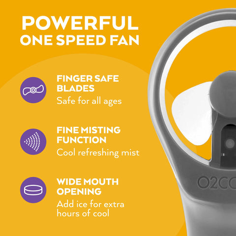 O2COOL Elite misting fan grey battery compartment replace two AA batteries