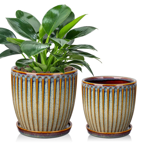 Oairse brown ceramic pot with drainage hole for healthier indoor root growth