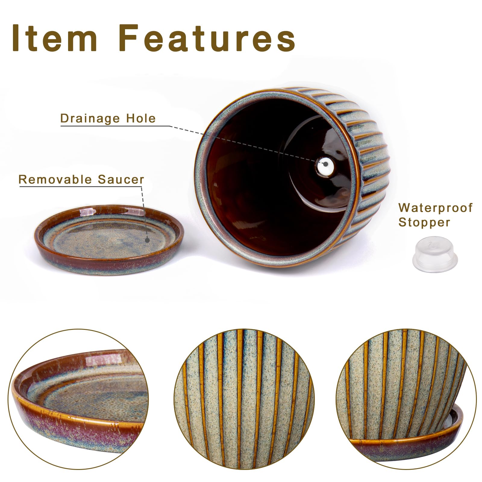 Oairse line-stripes ceramic pot adds modern decor to any space