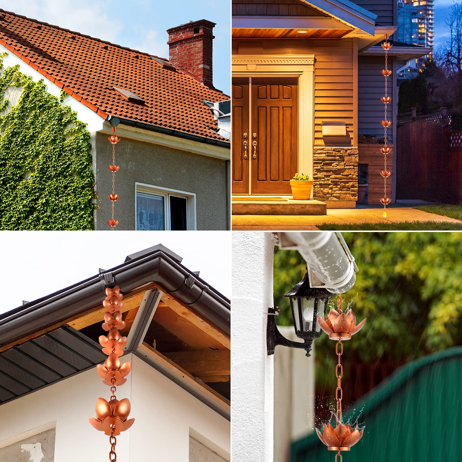 Oak Leaf Rain Chain adapter connection enables quick gutter integration