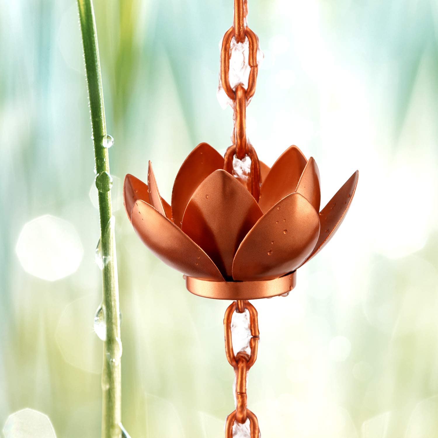 Oak Leaf Rain Chain galvanized iron build offers durability against weather