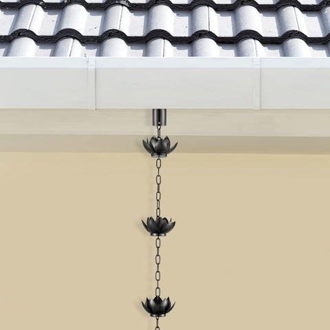 Oak Leaf rain chain installs easily with no tools for a quick decorative upgrade.