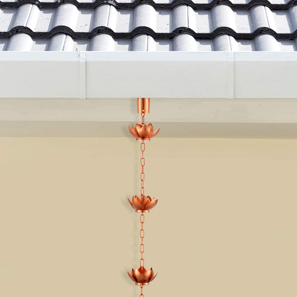 Oak Leaf Rain Chain installation with no tools shows effortless setup