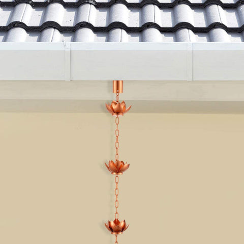 Oak Leaf Rain Chain installation with no tools shows effortless setup