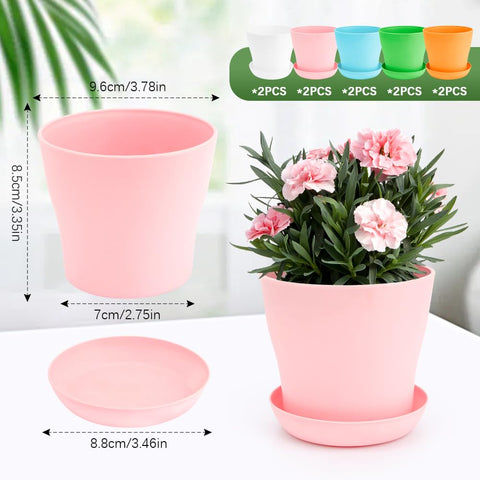 OALCQ plant pot with drainage holes and saucer for healthy root care.
