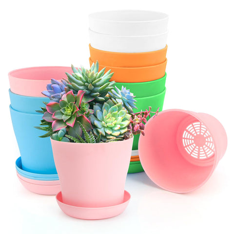 OALCQ 4-inch plant pot top view in vibrant colors for compact indoor gardens.