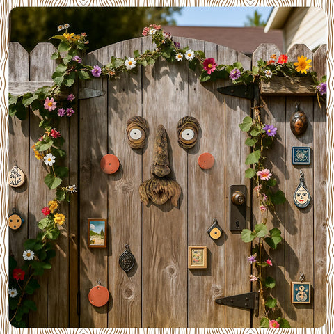 OALEN tree face wiseman peek on a trunk creates a magical outdoor focal point