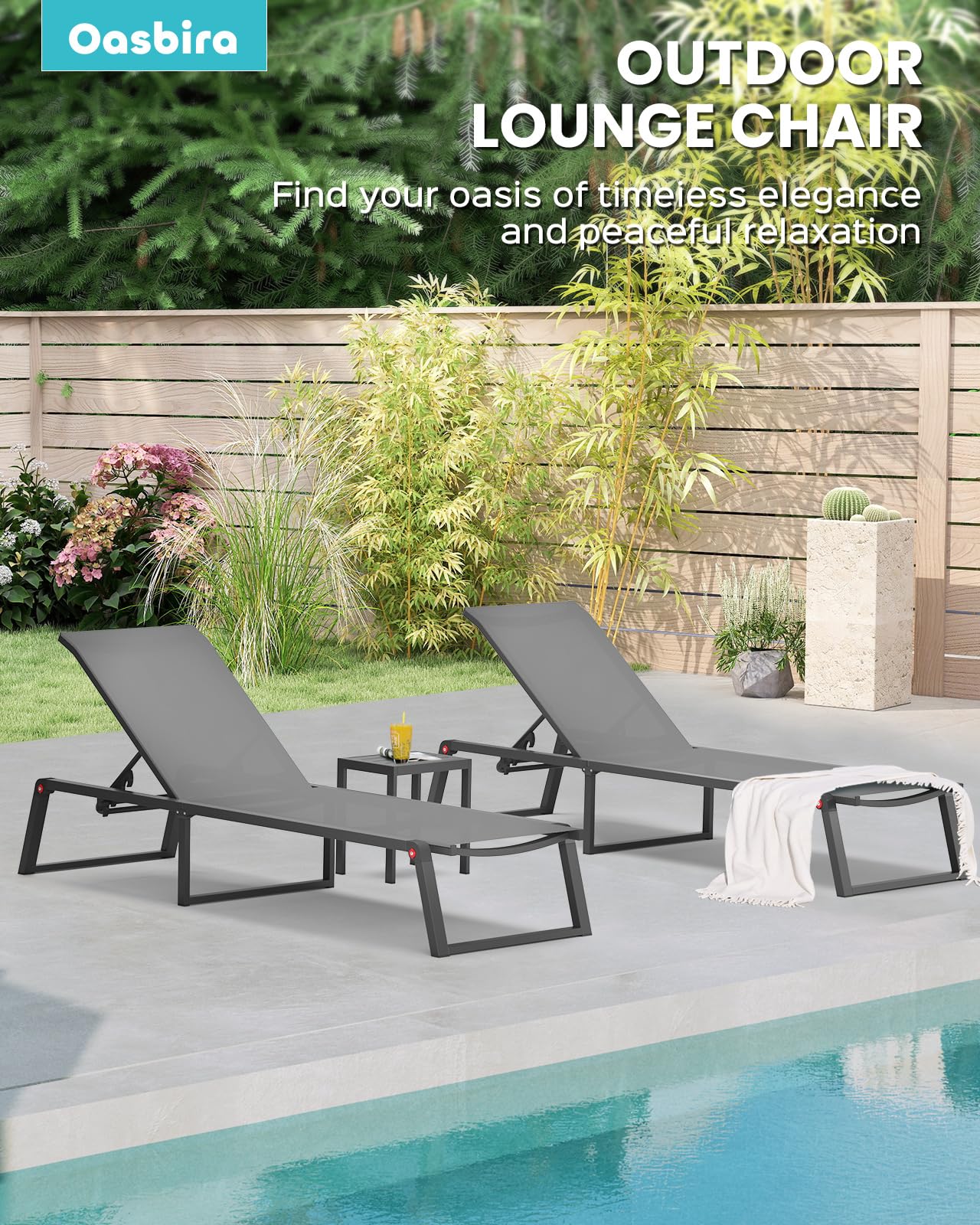 Oasbira grounded legs provide sturdy support by the pool, beach, or yard.