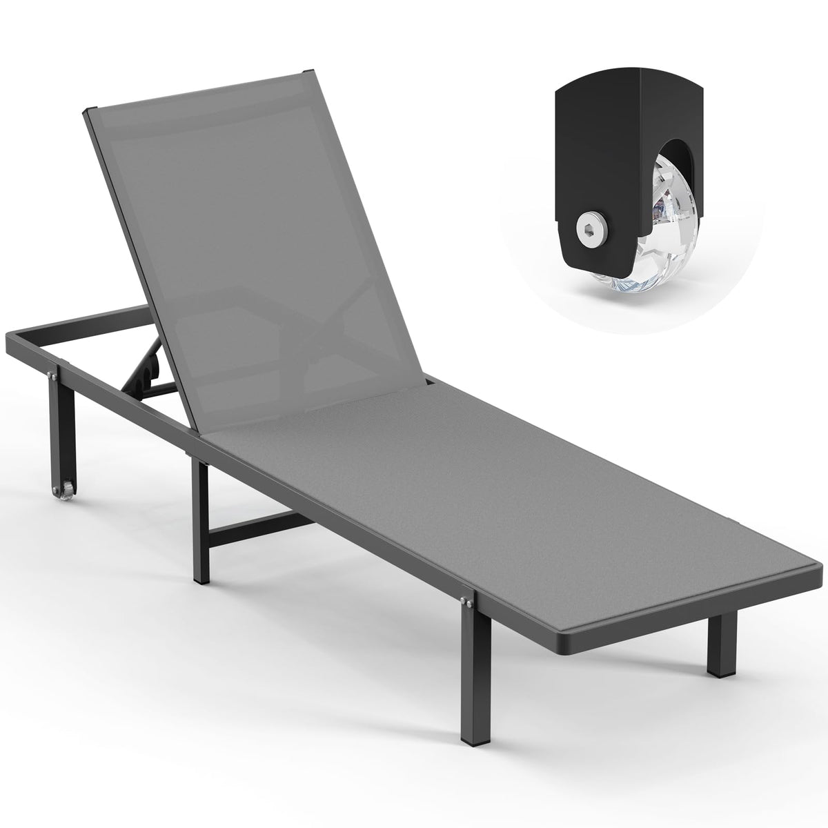 Oasbira Lounge Chair with wheels enables effortless repositioning for shade or sun.