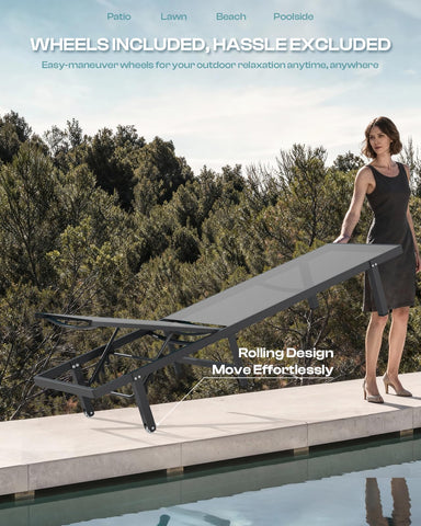 Oasbira Lounge Chair Textilene fabric provides breathable comfort on hot days.
