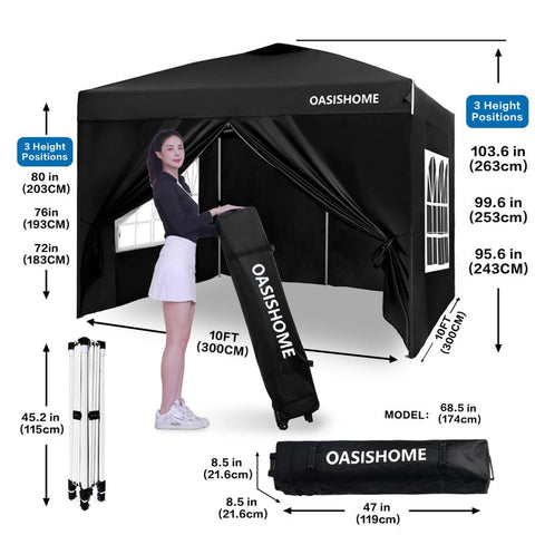 OASISHOME pop-up gazebo doors and windows sidewall panels for easy entry.